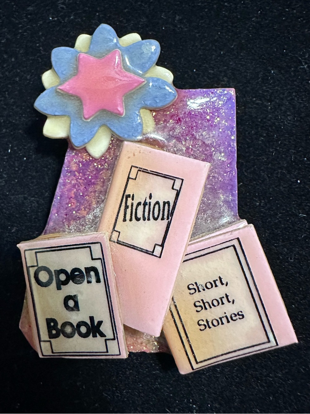 Lucinda whimsical book brooch